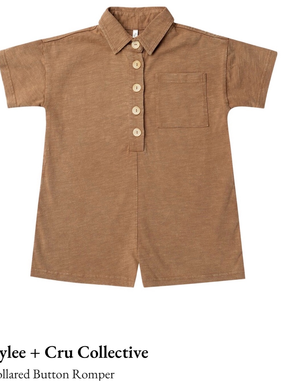 Rylee + Cru Brown Collared Button Romper